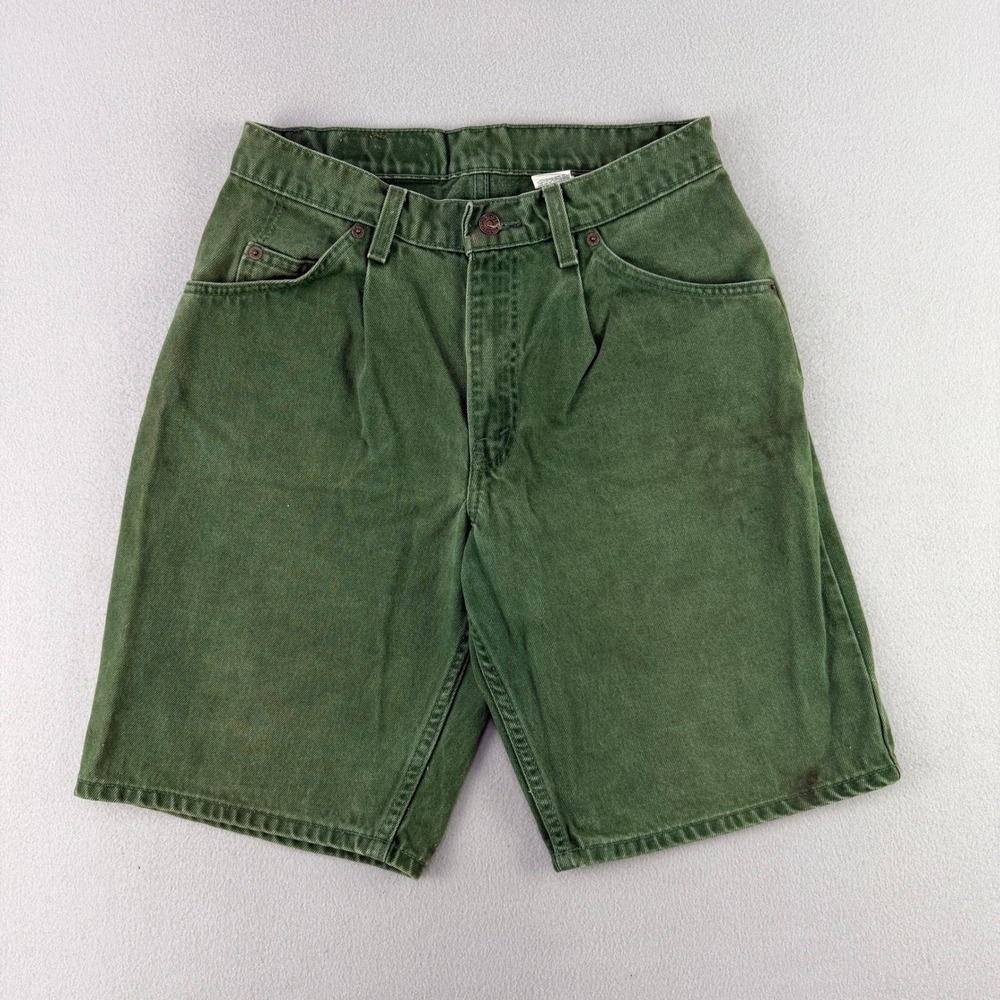 Vintage 90s Levi's 580 Baggy Jean Shorts Mens 30 Green Denim Orange Tab USA Made - Picture 2 of 12